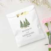 Minimalistische Winter Snowy Pine Tree Forest Wedd Bedankzakje (Gezegeld)