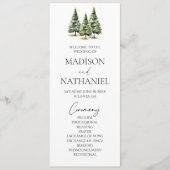 Minimalistische Winter Snowy Pine Tree Forest Wedd Programma (Voorkant)
