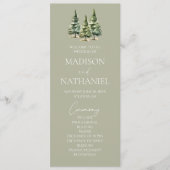 Minimalistische Winter Snowy Pine Tree Forest Wedd Programma (Voorkant)