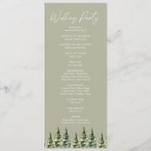 Minimalistische Winter Snowy Pine Tree Forest Wedd Programma (Achterkant)