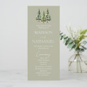 Minimalistische Winter Snowy Pine Tree Forest Wedd Programma (Staand voorkant)
