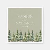 Minimalistische Winter Snowy Pine Tree Forest Wedd Servet (Voorkant)