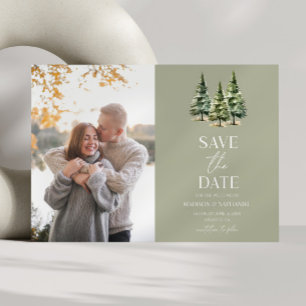 Minimalistische Winter Snowy Pine Trees Fotobruilo Save The Date