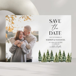Minimalistische Winter Snowy Pine Trees Fotobruilo Save The Date