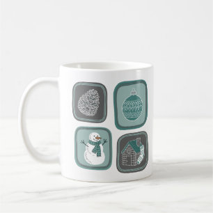 Minimalistische wintericonen, moderne sneeuwpop mo koffiemok