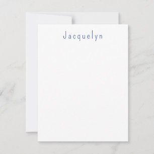 Minimalistische Wit Blauw Plain Elegante Moderne N Notitiekaartje