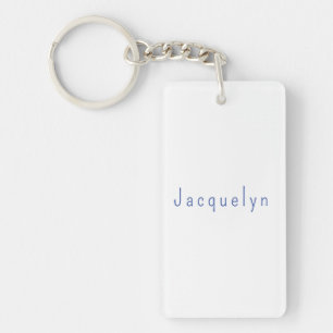 Minimalistische Wit Blauw Plain Elegante Moderne N Sleutelhanger