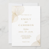 Minimalistische wit gouden geometrische bruiloft kaart (Voorkant)