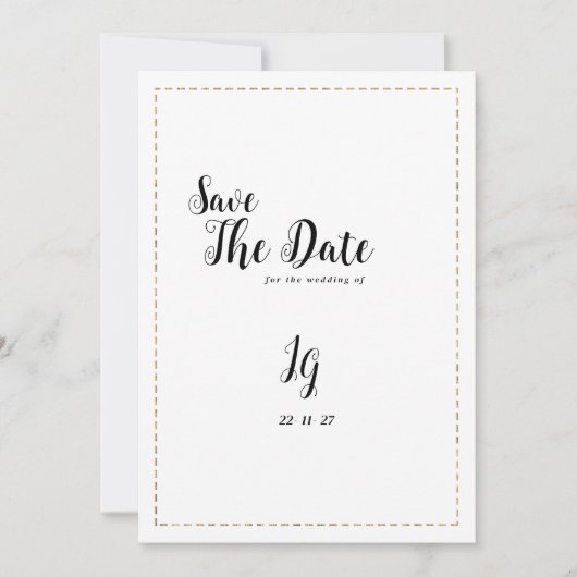Minimalistische witgouden kalligrafie Save The Dat Kaart (Voorkant)