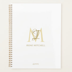 Minimalistische witgouden Monogram Naam Modern Planner