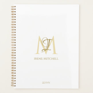 Minimalistische witgouden Monogram Naam Modern Planner