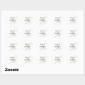 Minimalistische witte & beige botanische trouwset ronde sticker (Vel)