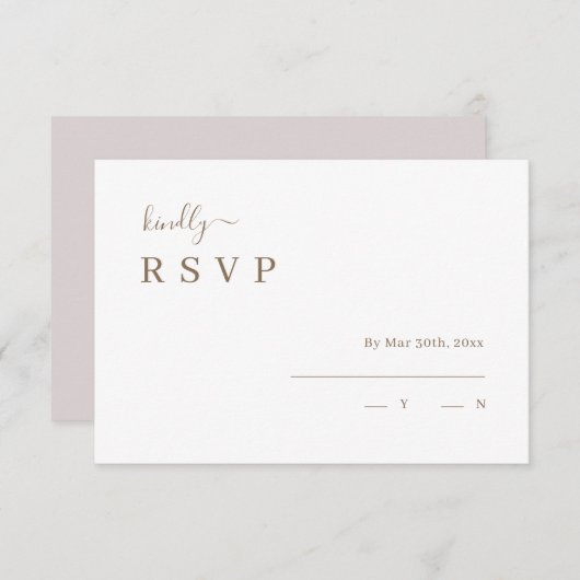 Minimalistische witte blush trouw-RSvp uitnodiging (Voorkant / Achterkant)