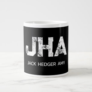 MINIMALISTISCHE WITTE DRIE-LETTER MONOGRAM NAAM ZW EXTRA GROTE BEKER