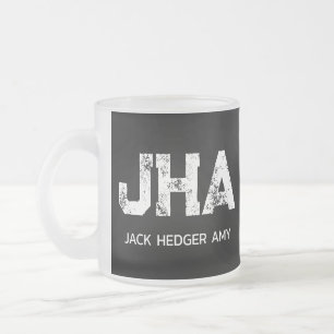 MINIMALISTISCHE WITTE DRIE LETTER MONOGRAM NAAM ZW MATGLAS KOFFIEMOK