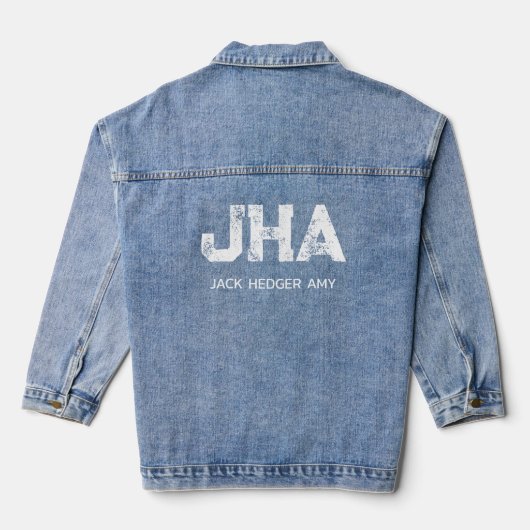 MINIMALISTISCHE WITTE DRIE LETTERS MONOGRAM NAAM B DENIM JACKET (Achterkant)