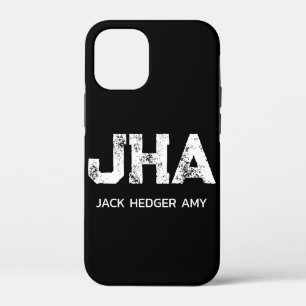 MINIMALISTISCHE WITTE DRIE LETTERS MONOGRAM NAAM Z iPhone 12 MINI HOESJE
