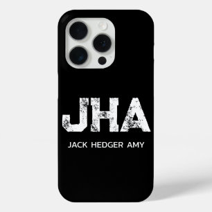 MINIMALISTISCHE WITTE DRIELETTERIGE MONOGRAM NAAM iPhone 15 PRO CASE