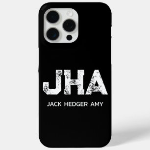 MINIMALISTISCHE WITTE DRIELETTERIGE MONOGRAM NAAM  iPhone 15 PRO MAX HOESJE