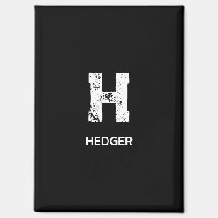 MINIMALISTISCHE WITTE EENLETTER MONOGRAM NAAM ZWAR MAGNEET
