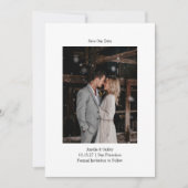 Minimalistische witte elegante bruiloft aangepaste save the date (Voorkant)