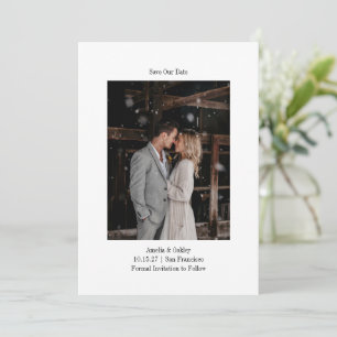 Minimalistische witte elegante bruiloft aangepaste save the date
