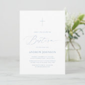 Minimalistische witte en blauwe elegante script do kaart (Staand voorkant)