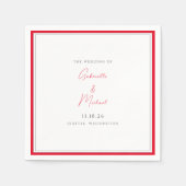 Minimalistische witte en kersenrode bruiloft servet (Voorkant)