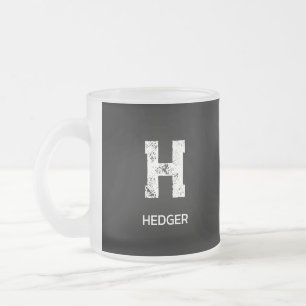 MINIMALISTISCHE WITTE ENKELVOUDIGE LETTER MONOGRAM MATGLAS KOFFIEMOK