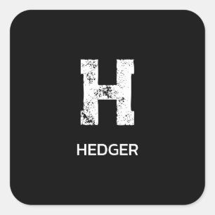 MINIMALISTISCHE WITTE ENKELVOUDIGE LETTER MONOGRAM VIERKANTE STICKER