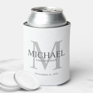 Minimalistische witte gepersonaliseerde groomsmen blikjeskoeler