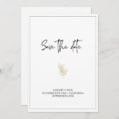 Minimalistische witte gouden trouwuitnodiging save the date (Voorkant / Achterkant)