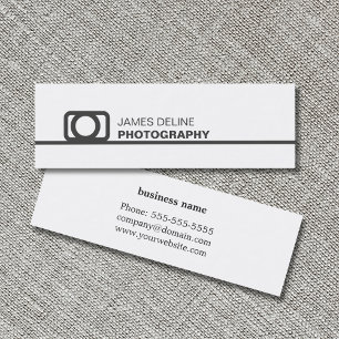 Minimalistische witte grijze lijn pictogramfotogra mini visitekaartje