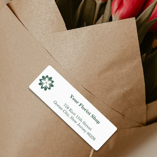 Minimalistische witte & groene bloemistwinkelprodu labels