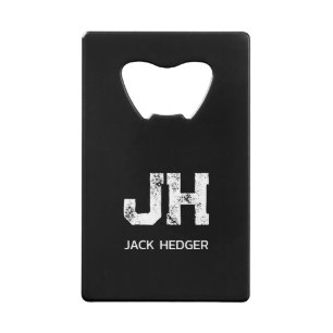 MINIMALISTISCHE WITTE INITIALEN TWEE LETTERS MONOG KREDIETKAART FLESSENOPENER