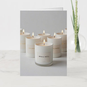 Minimalistische witte kaarsen met kleine vlammetje folie wenskaart