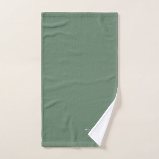 Minimalistische witte kalligrafie op Sage Green Bad Handdoek (Handdoek)