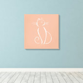 Minimalistische witte kat op roze canvas print (Insitu (Houten vloer))