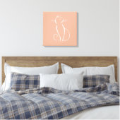 Minimalistische witte kat op roze canvas print (Insitu (Slaapkamer))