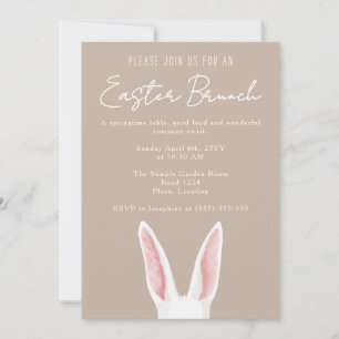 Minimalistische witte konijnenoren beige Pasen bru Kaart