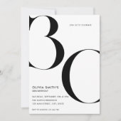 Minimalistische witte moderne chique 30e verjaarda kaart (Voorkant)