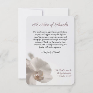 Minimalistische Witte Orchidee Herdenkingsteken Bedankkaart