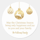 minimalistische witte ornamenten kerst ronde sticker (Voorkant)