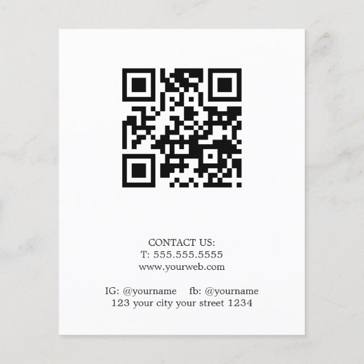 Minimalistische witte pastel QR-code salonprijzenl Flyer (Achterkant)