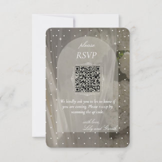 Minimalistische witte polka stip trouw-RSVP-QR-cod RSVP Kaartje