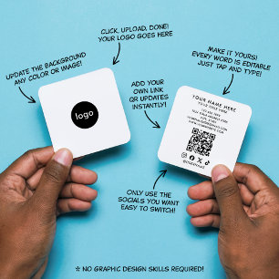 Minimalistische witte QR-code met aangepast logo Vierkante Visitekaartje