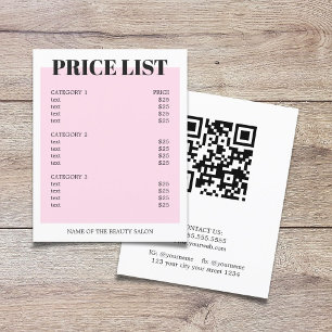 Minimalistische witte roos QR-code salonprijzenlij Flyer