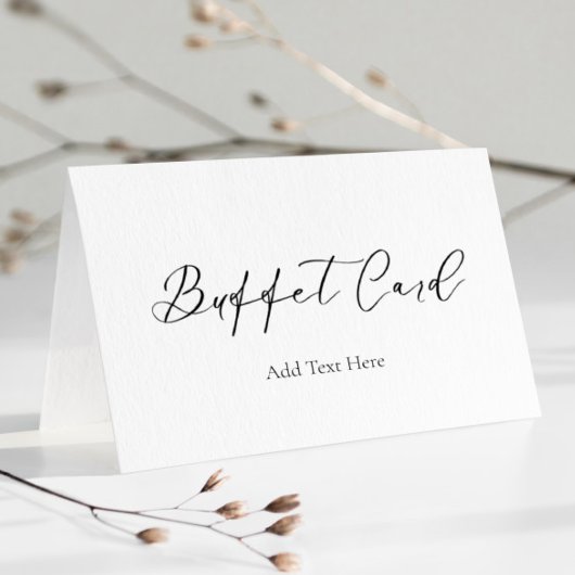 Minimalistische Witte Script Eten Label Buffetkaar