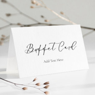 Minimalistische witte scriptuur voedsel label buff