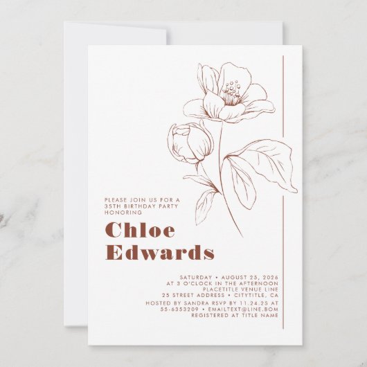 Minimalistische witte terracotta boho verjaardagsf kaart (Voorkant)